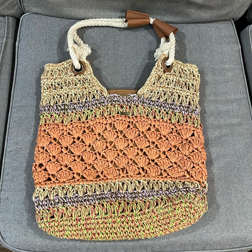 Sun ‘N’ Sand Raffia Rope Handle Straw like Hobo Bag